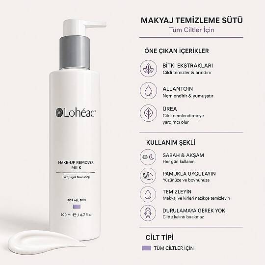 Lohéac Makyaj Temizleme Sütü 200 ml Tüm Ciltler İçin Nemlendirici - 2