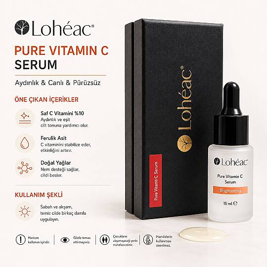 Lohéac Pure Vitamin C Serum 15 ml Aydınlatıcı Cilt Bakım Serumu - 2