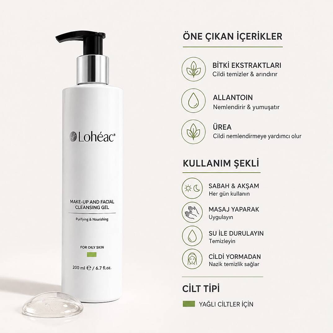 Lohéac Yağlı Ciltler İçin Yüz ve Makyaj Temizleme Jeli 200 ml - 2