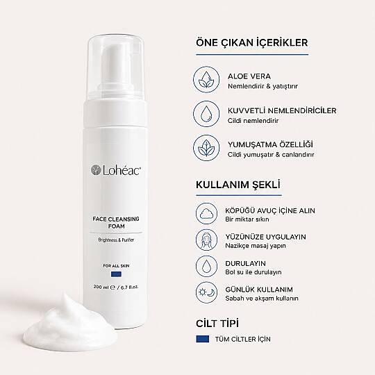 Lohéac Yüz Temizleme Köpüğü Aloe Vera Nemlendirici 200 ml - 2