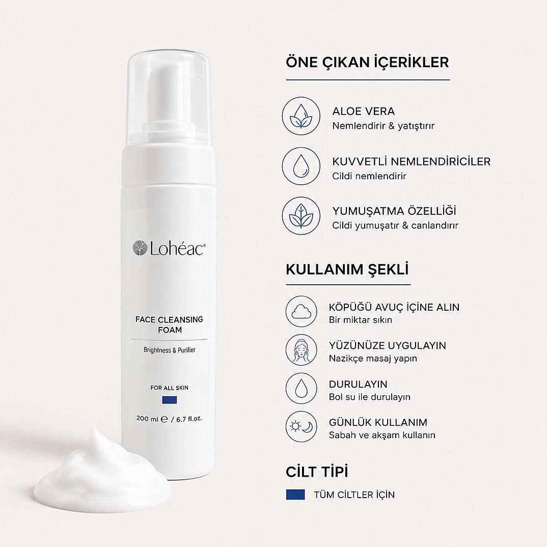 Lohéac Yüz Temizleme Köpüğü Aloe Vera Nemlendirici 200 ml - 2