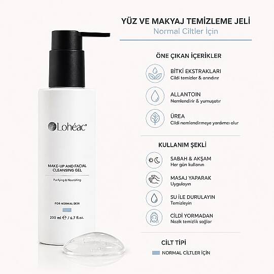 Lohéac Yüz ve Makyaj Temizleme Jeli Normal Ciltler İçin 200 ml - 2