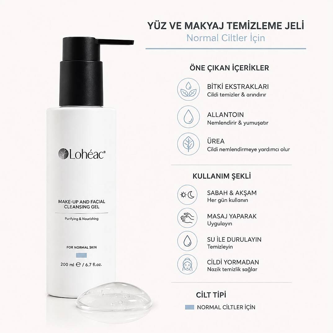 Lohéac Yüz ve Makyaj Temizleme Jeli Normal Ciltler İçin 200 ml - 2