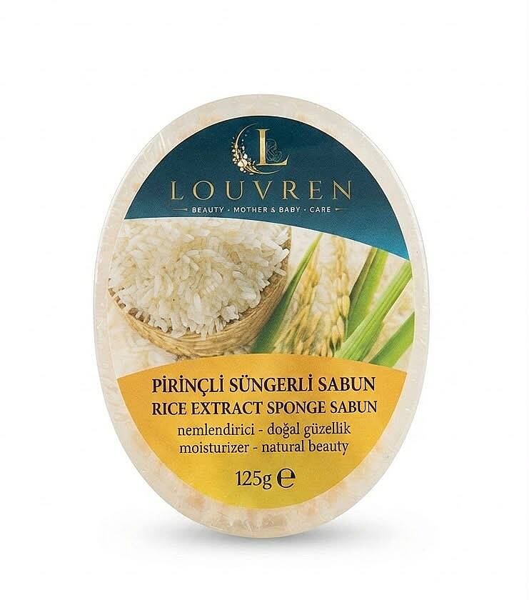 Louvren Pirinçli Süngerli Sabun – Cilt Tonu Eşitleyici ve Nemlendirici Doğal Bakım Sabunu (125g) - 1