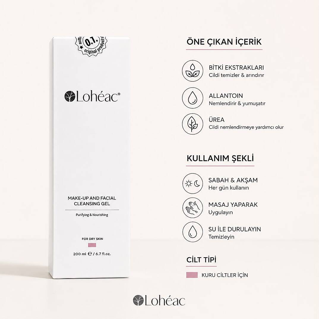 Lohéac Kuru Ciltler İçin Yüz ve Makyaj Temizleme Jeli 200 ml - 2