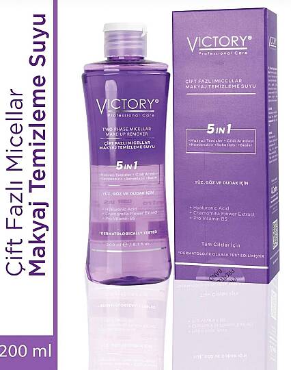 Victory Makyaj Temizleme Suyu Çift Fazlı Micellar Tüm Ciltler Için 200 ml