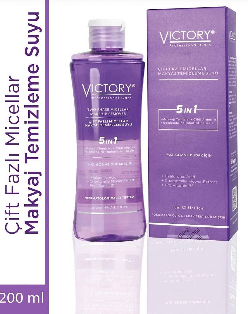 Victory Makyaj Temizleme Suyu Çift Fazlı Micellar Tüm Ciltler Için 200 ml - 1