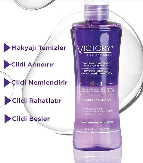 Victory Makyaj Temizleme Suyu Çift Fazlı Micellar Tüm Ciltler Için 200 ml - 2
