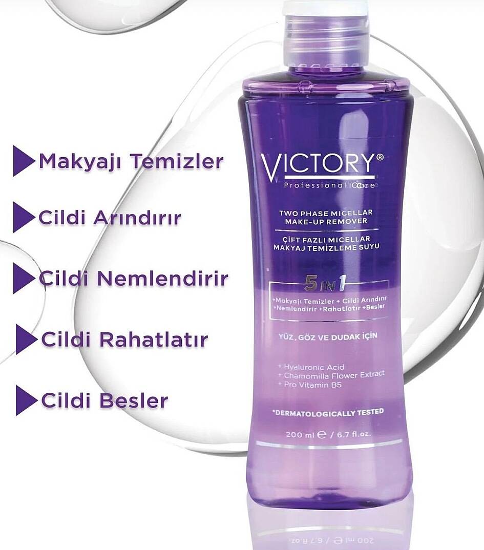 Victory Makyaj Temizleme Suyu Çift Fazlı Micellar Tüm Ciltler Için 200 ml - 2