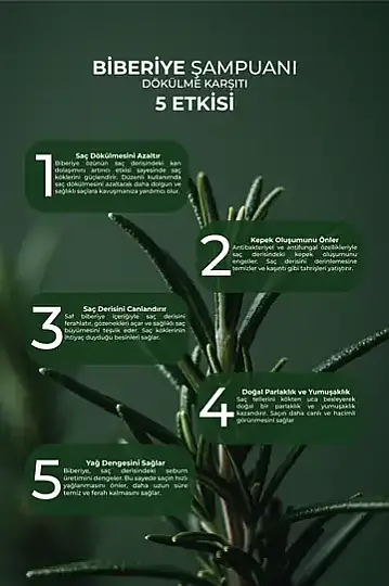 YEŞİLMARKA Doğal Biberiye Şampuanı - Dökülme Karşıtı Etki - 3