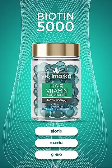 YEŞİLMARKA Saç Vitamini - Biotin 5000 & Kafein - Kır, Uygula & Parla! - 6
