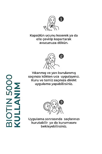 YEŞİLMARKA Saç Vitamini - Biotin 5000 & Kafein - Kır, Uygula & Parla! - 4
