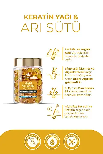 YEŞİLMARKA Saç Vitamini - Keratin Oil & Royal Jelly - Kır, Uygula & Parla! - 5